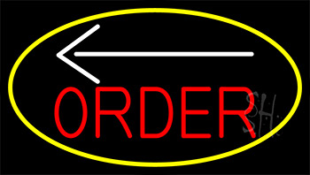 Order With Arrow With Yellow Border LED Neon Sign