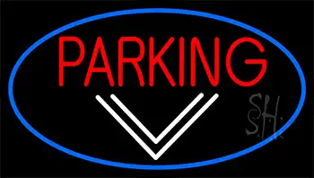 Parking And Down Arrow With Blue Border LED Neon Sign