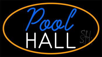 Pool Hall With Orange Border LED Neon Sign