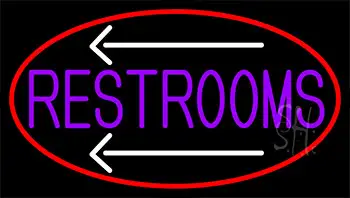 Purple Restrooms And Arrow With Red Border LED Neon Sign