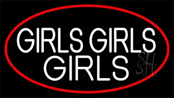 Red Girls Girls Girls Strip With Red Border LED Neon Sign