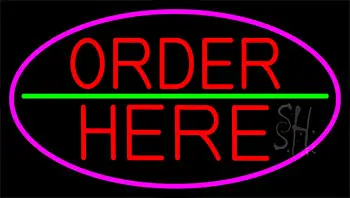 Red Order Here With Pink Border LED Neon Sign