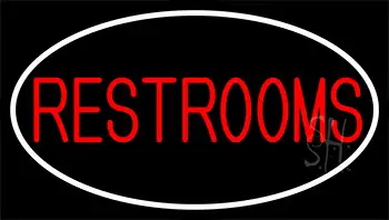 Red Restrooms With White Border LED Neon Sign