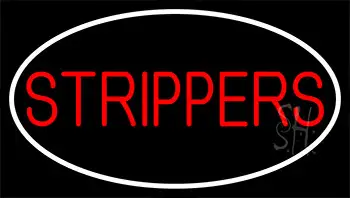 Red Strippers With White Border LED Neon Sign
