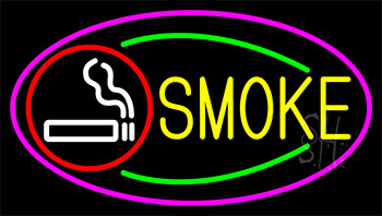 Cigar And Smoke With Pink Border LED Neon Sign