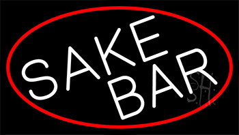Sake Bar With Red Border LED Neon Sign
