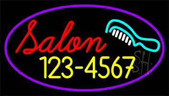 Salon With Comb And Number LED Neon Sign