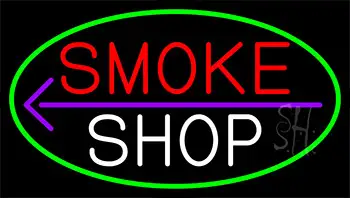 Smoke Shop And Arrow With Green Border LED Neon Sign
