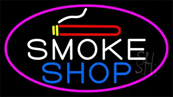Smoke Shop And Cigar With Pink Border LED Neon Sign