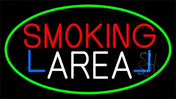 Smoking Area With Green Border LED Neon Sign