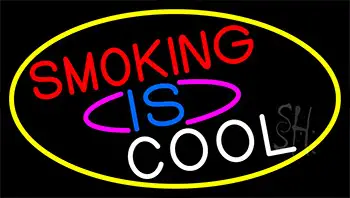 Smoking Is Cool Bar With Yellow Border LED Neon Sign