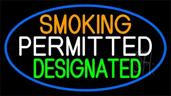Smoking Permitted Designated With Blue Border LED Neon Sign