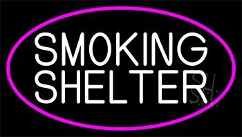 Smoking Shelter With Pink Border LED Neon Sign