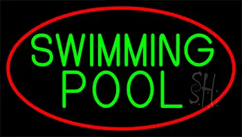 Swimming Pool With Red Border LED Neon Sign