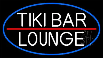 Tiki Bar Lounge With Blue Border LED Neon Sign