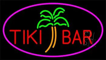 Tiki Bar Palm Tree With Pink Border LED Neon Sign