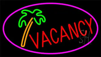 Vacancy Tree With Pink Border LED Neon Sign