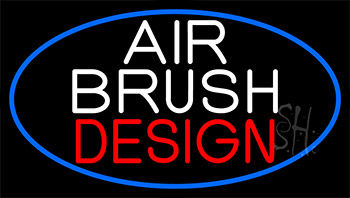 White Air Brush Design With Blue Border LED Neon Sign
