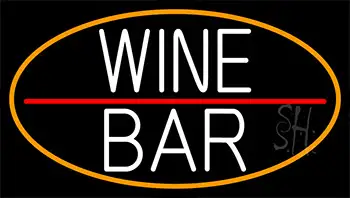 White Wine Bar With Orange Border LED Neon Sign