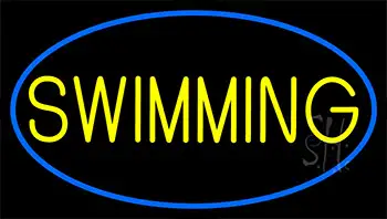 Yellow Swimming With Blue Border LED Neon Sign