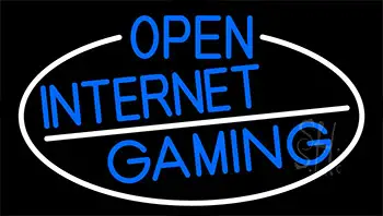Blue Open Internet Gaming With White Border LED Neon Sign