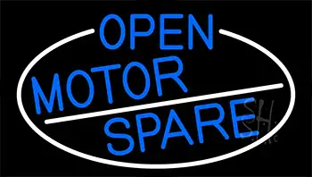 Blue Open Motor Spare With White Border LED Neon Sign