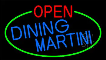 Dining Martini Open With Green Border LED Neon Sign