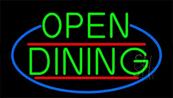 Green Open Dining With Blue Border LED Neon Sign