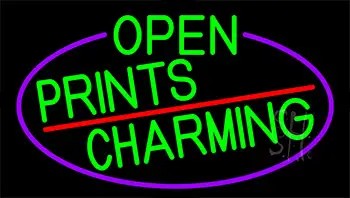 Green Open Prints Charming With Purple Border LED Neon Sign