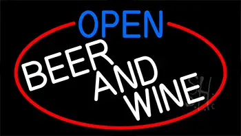 Open Beer And Wine With Red Border LED Neon Sign