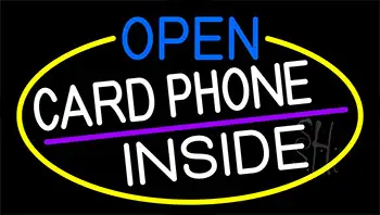 Open Card Phone Inside With Yellow Border LED Neon Sign