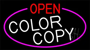 Open Color Copy With Pink Border LED Neon Sign