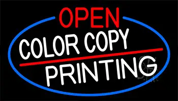 Open Color Copy Printing With Blue Border LED Neon Sign