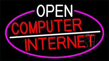 Open Computer Internet With Pink Border LED Neon Sign