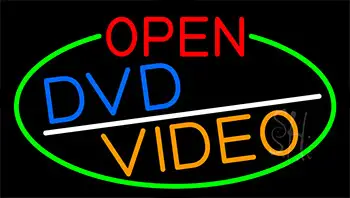 Open Dvd Video With Green Border LED Neon Sign