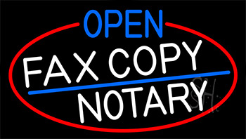 Open Fax Copy Notary With Red Border LED Neon Sign