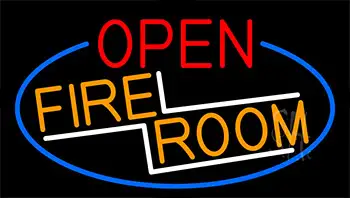 Open Fire Room With Blue Border LED Neon Sign