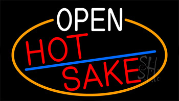 Open Hot Sake With Orange Border LED Neon Sign