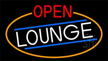Open Lounge With Orange Border LED Neon Sign