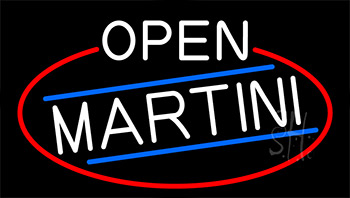 Open Martini With Red Border LED Neon Sign