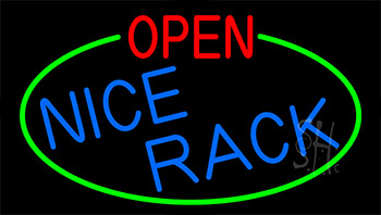Open Nice Rack With Green Border LED Neon Sign