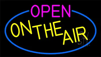 Open On The Air With Blue Border LED Neon Sign