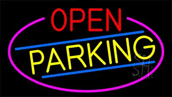 Open Parking With Pink Border LED Neon Sign
