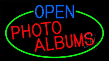 Open Photo Albums With Green Border LED Neon Sign
