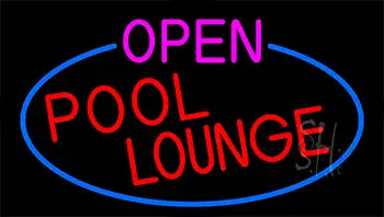 Open Pool Lounge With Blue Border LED Neon Sign