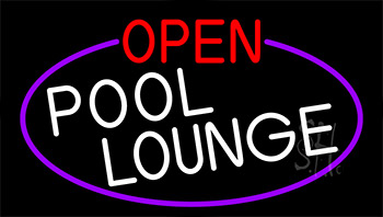 Open Pool Lounge With Purple Border LED Neon Sign