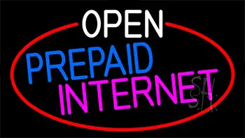 Open Prepaid Internet With Red Border LED Neon Sign