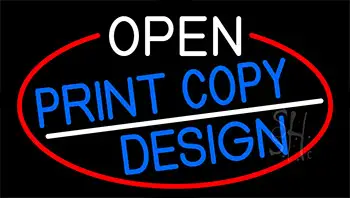 Open Print Copy Design With Red Border LED Neon Sign