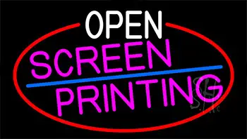 Open Screen Printing With Red Border LED Neon Sign