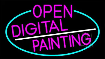 Pink Open Digital Painting With Turquoise Border LED Neon Sign